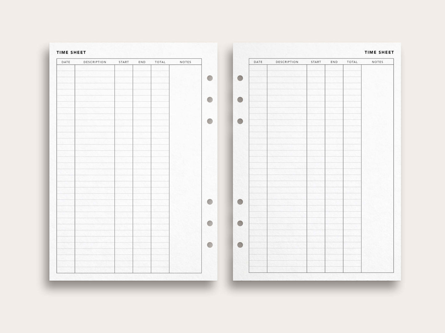 Time Sheet and Hourly Schedule