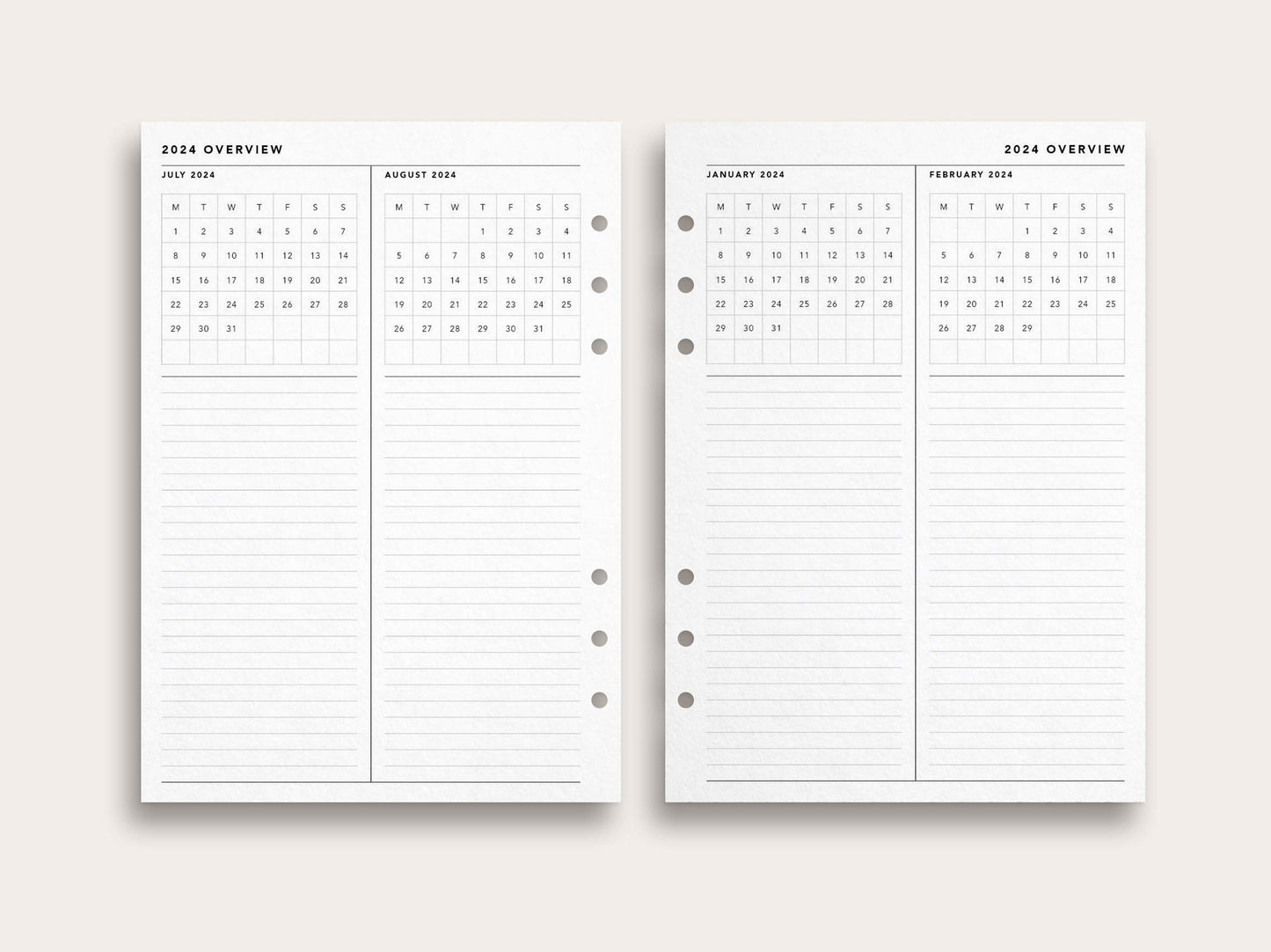 2024 Monthly Overview Vertical Layout