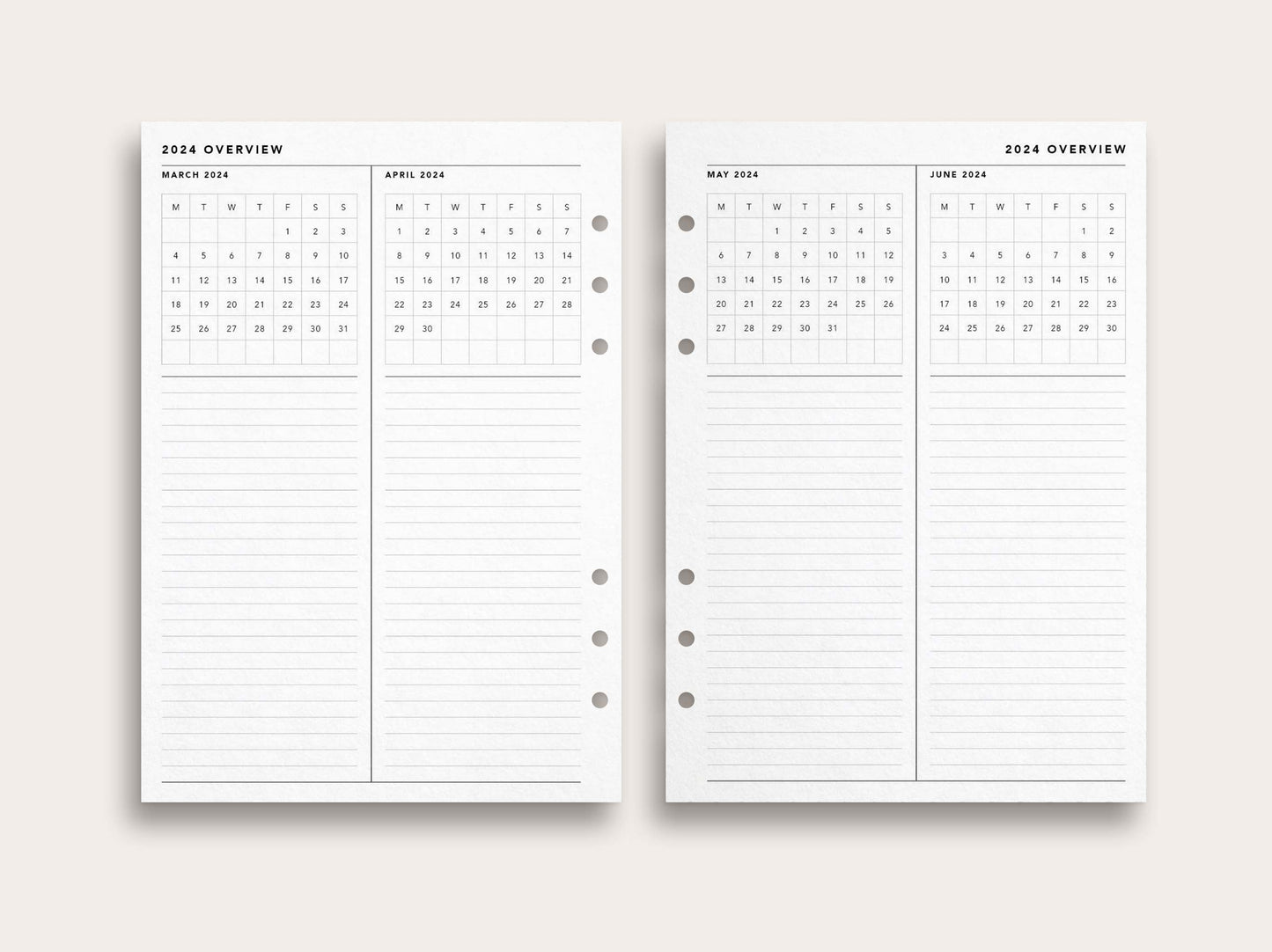 2024 Monthly Overview Vertical Layout