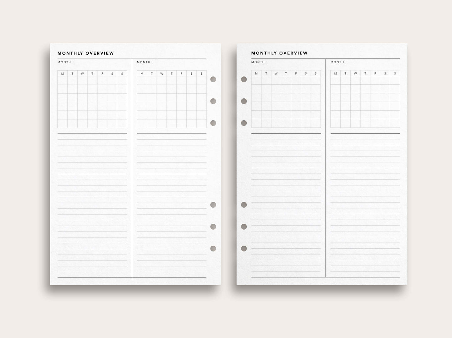 Monthly Overview with Vertical Layout
