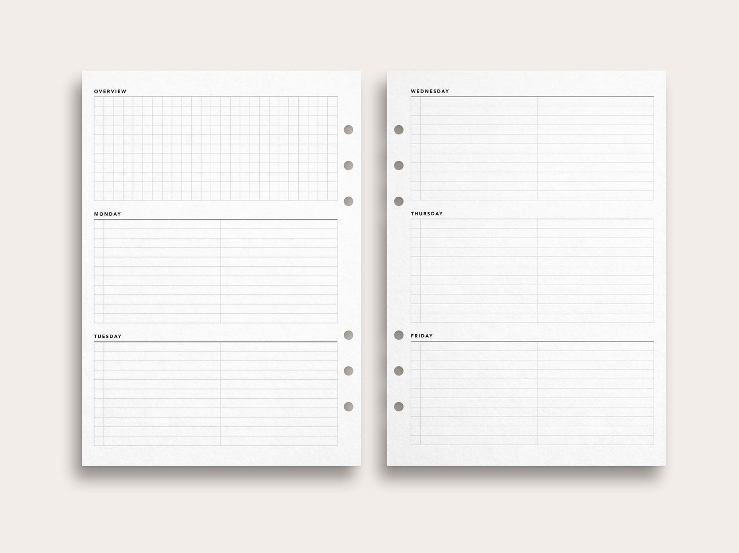 Work Week Planner with Overview