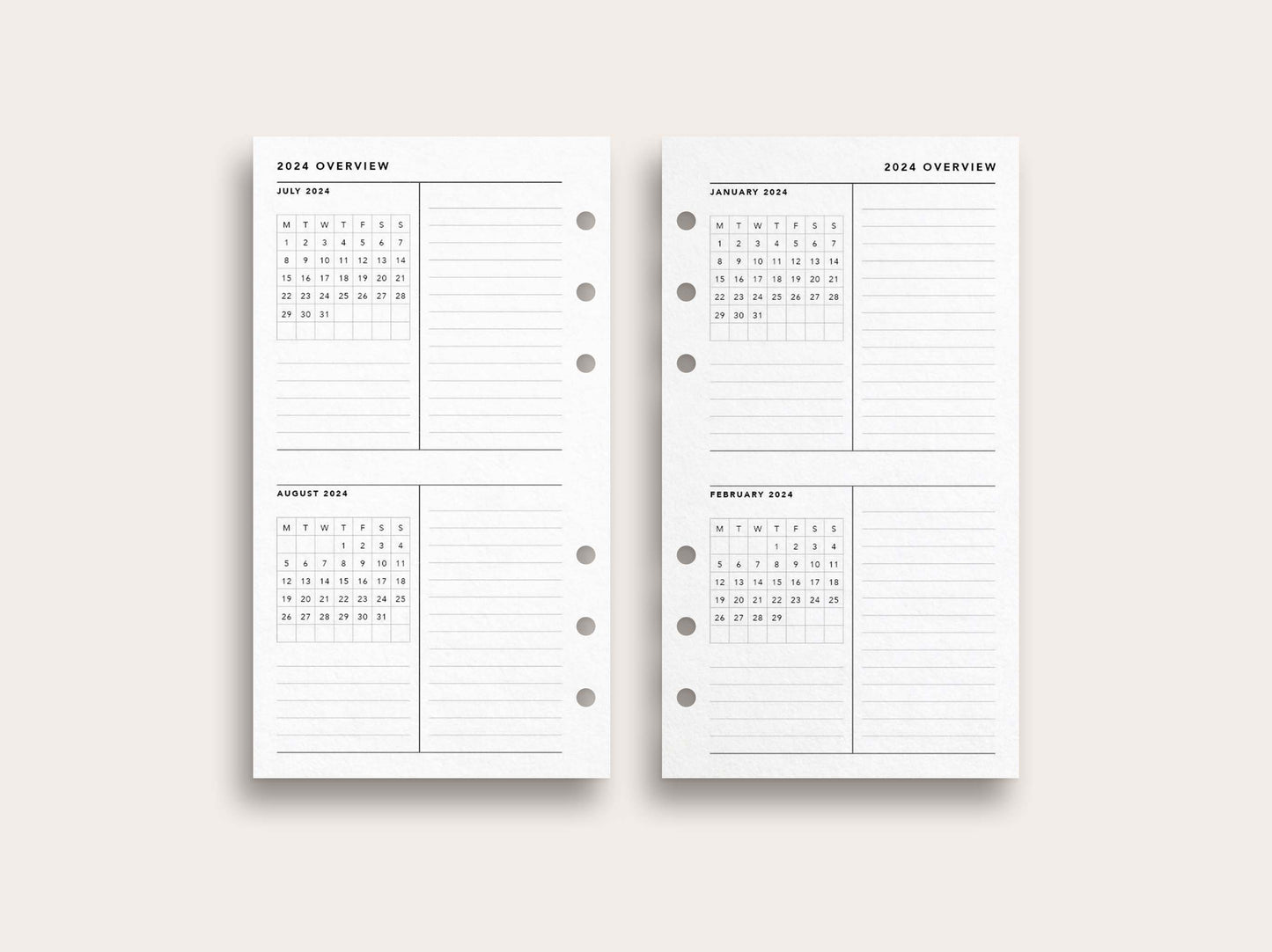 2024 Monthly Overview Horizontal Layout