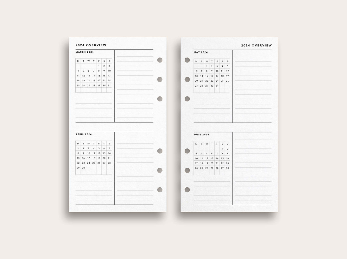 2024 Monthly Overview Horizontal Layout