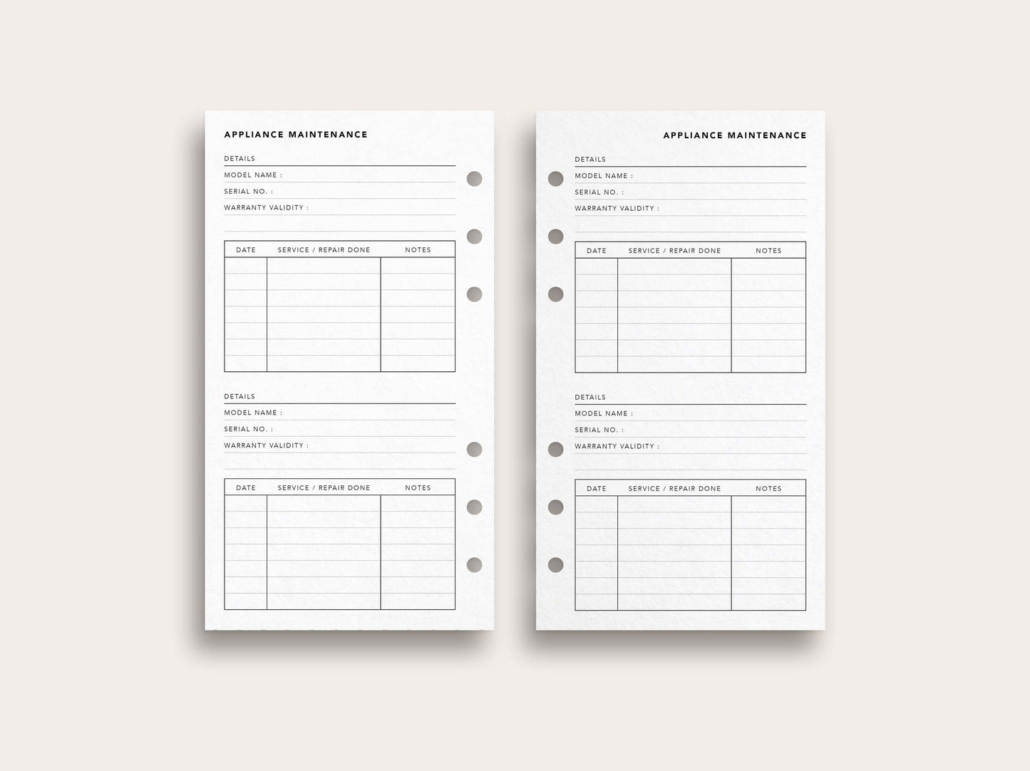 Appliance Maintenance Log