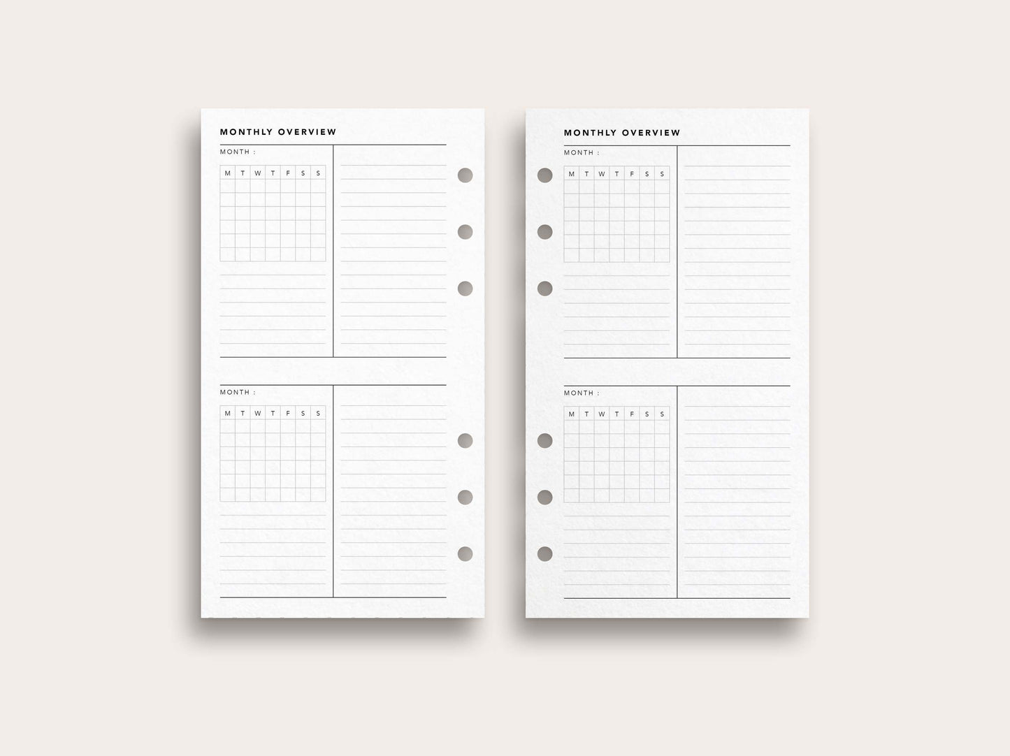 Monthly Overview with Horizontal Layout