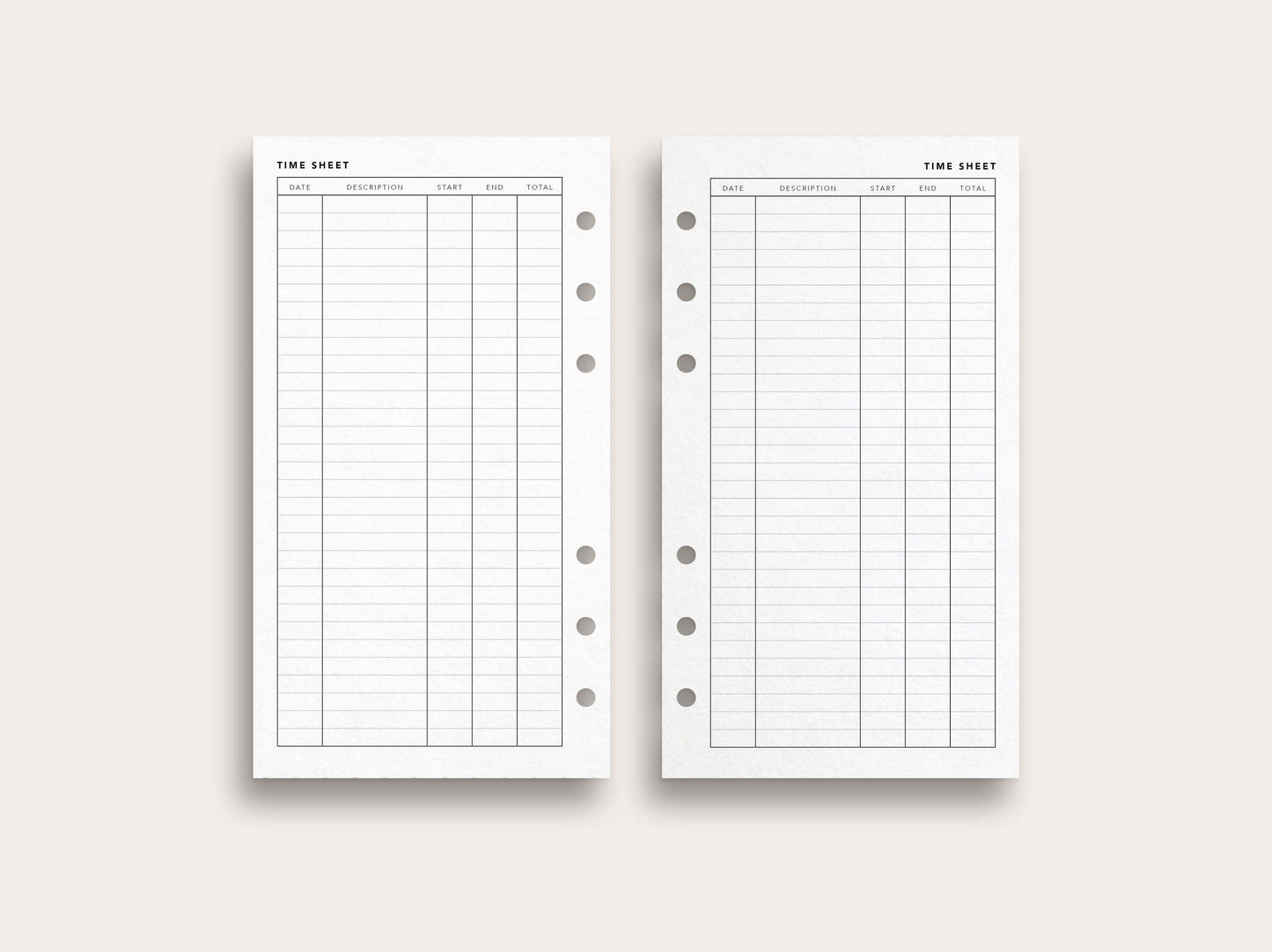 Time Sheet and Hourly Schedule