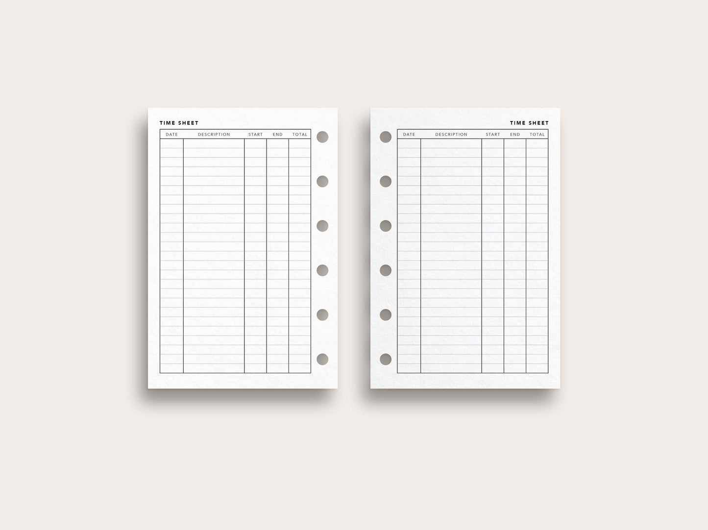 Time Sheet and Hourly Schedule