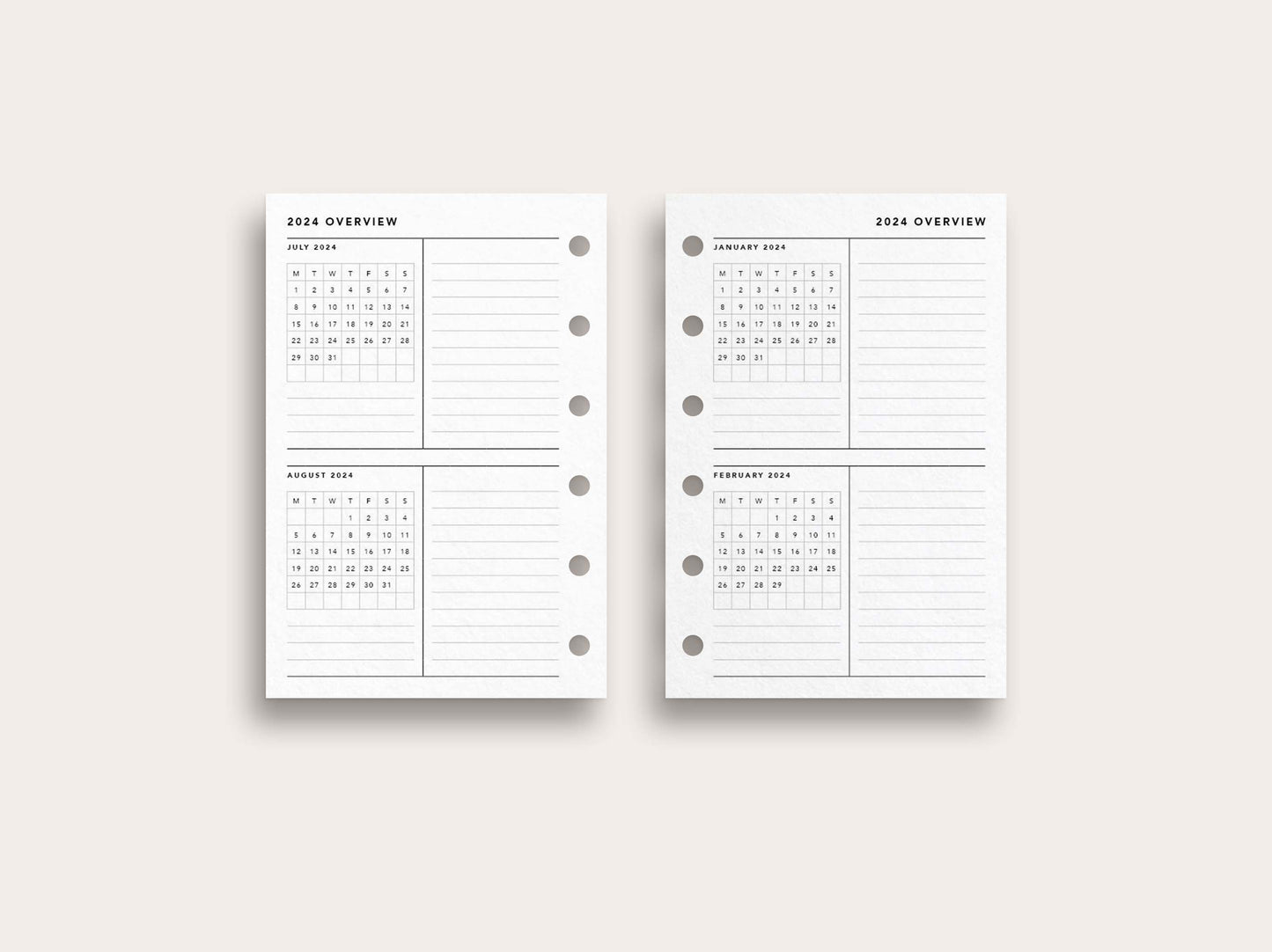 2024 Monthly Overview Horizontal Layout