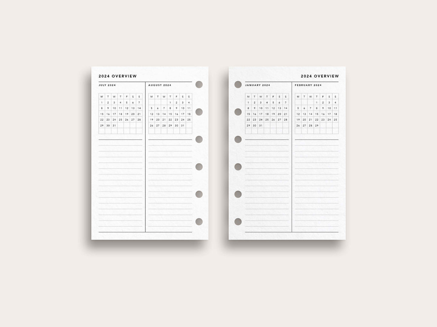2024 Monthly Overview Vertical Layout