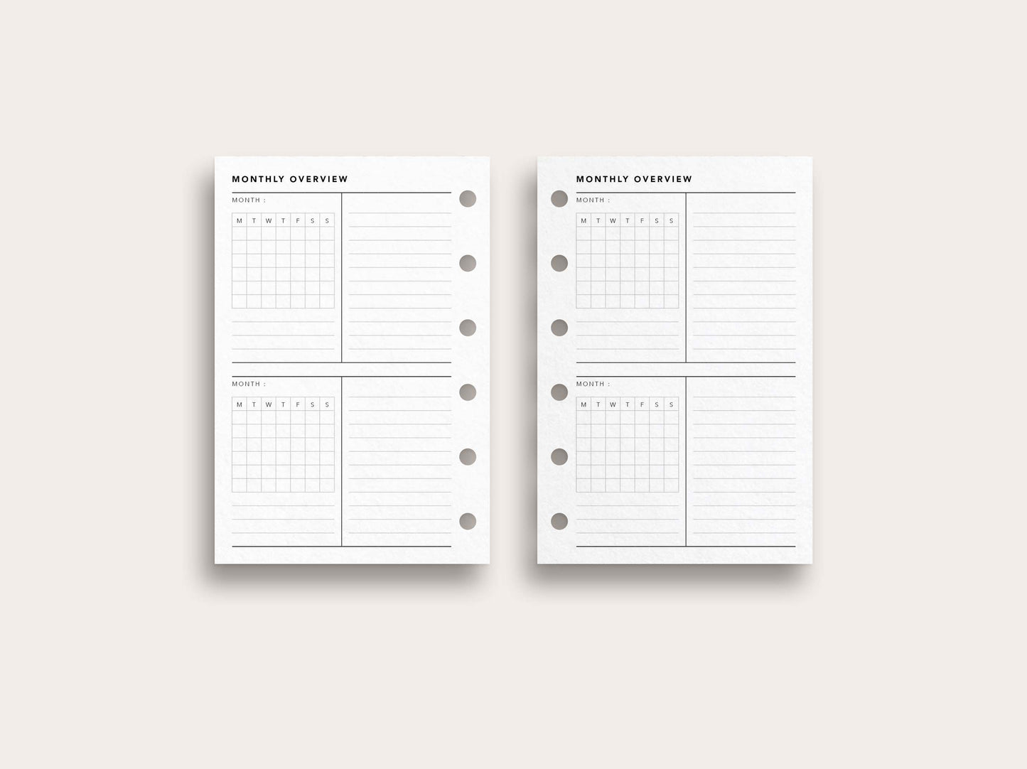 Monthly Overview with Horizontal Layout