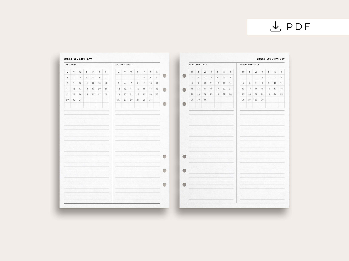 2024 Monthly Overview Vertical Layout