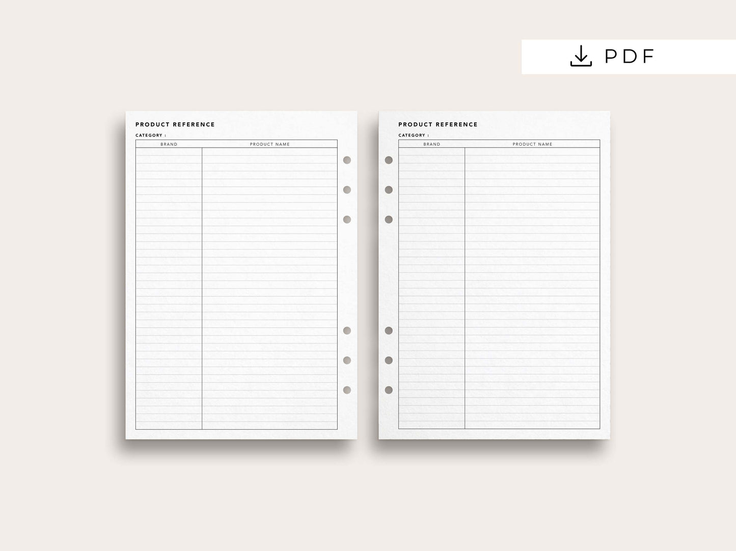 Product Reference List