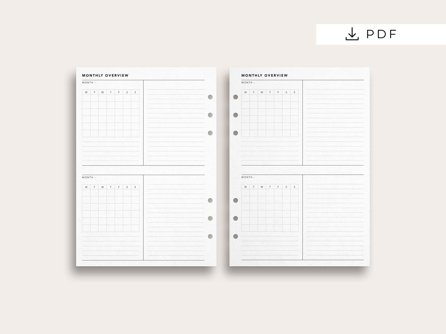 Monthly Overview with Horizontal Layout