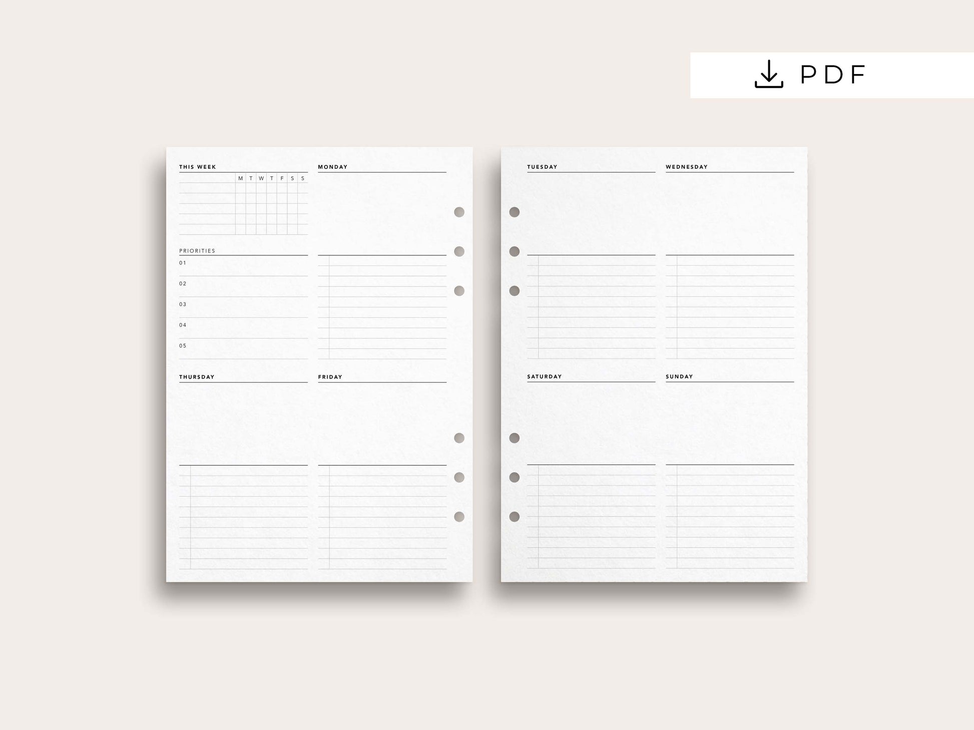 Printable Weekly Planner No. 2 – Puffin Pages Co